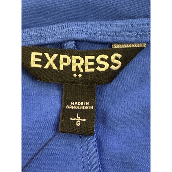 NWT Express Blue Knit Dress Sz L Criss Cross Chest Open Back Mini Halter Choker - Picture 11 of 14